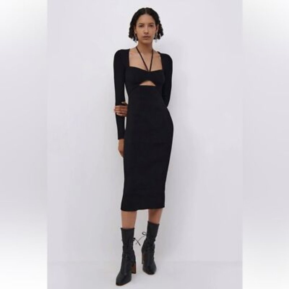 Jonathan Simkhai Danika Marled Midi Dress - BLACK / M NWT